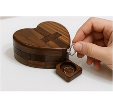 Wooden Heart Shaped Ring Box