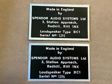 Spendor BC1 Rear BADGE Pair