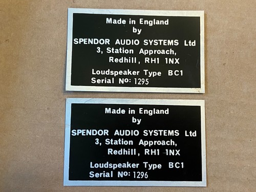 Spendor bc1 rear badge - spendor,