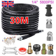 30M Sewer Jetter Kit for Pressure Washer 5800PSI Drain Cleaner Hose 1/4 inch NPT