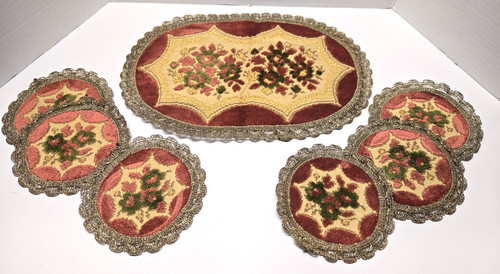 Vtg belgian tapestry doily - vtg,