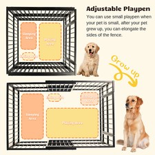 34"-68" Extendable Dog Fence Telescopic Dog Cage Pet Playpen w/Door Home Outdoor