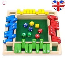 Wooden Dice Board Game Shut The Box for 4 Players Flaps & Dices Game Parent-chi