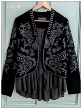 ZARA BLACK VELVET EMBROIDERED