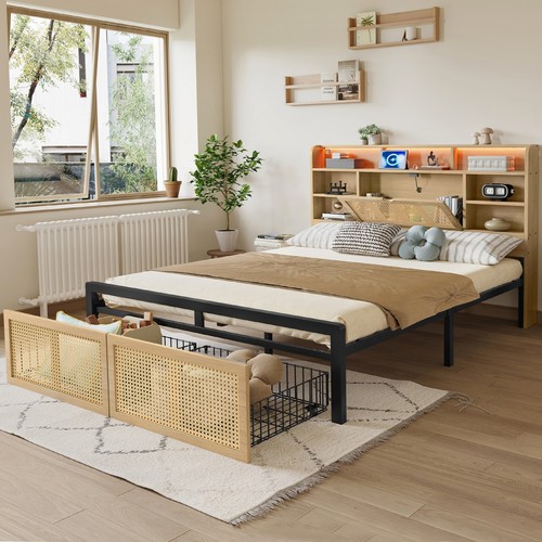 4ft6 double wooden bed - 4ft6, frame