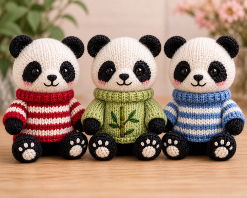 Panda knitting pattern bundle - knitting,