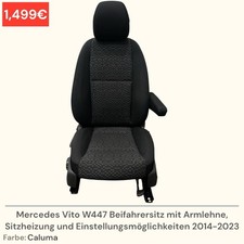 Mercedes Vito W447 Passenger Seat Seat Adjustments 2014-2023 Caluma