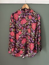 Zara Pink Floral Japanese Chinese Style Blouse Floral Dress Kimono Size Medium