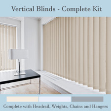 VERTICAL BLINDS COMPLETE SET DIM-OUT FABRIC HEADRAIL HANGERS WEIGHTS