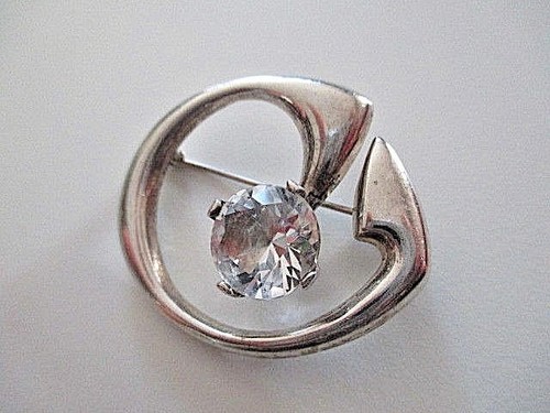 Pearl silver design - silver, brooch