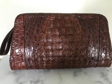 Vintage Crocodile Skin Oversized Large Clutch Wrist Bag