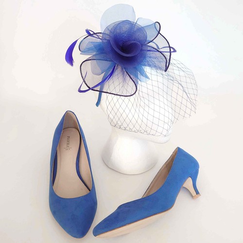 Royal blue wedding fascinator - blue,