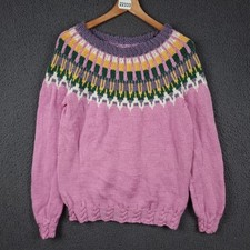 Vintage NORWEGIAN Jumper Womens S Small Fair Isle Nordic Icelandic Wool Knit