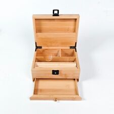 Bamboo Stash Box Wise Skies Wooden Rolling Box with Lock and Key Draw
