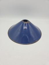 1930s Small Vintage Cobalt Blue Enamel Industrial Lamp Shade Iron Light Fixture 