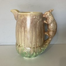 Vintage SylvaC Acorn Jug with Squirrel Handle Large Pottery Vase Wildlife Nature