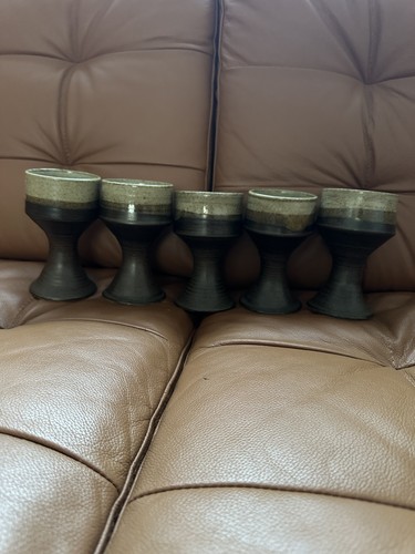 Studio pottery wine goblets - x5,