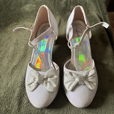 Girls' White First Holy Communion Bridesmaid Party Shoes Size 2.5 (35) Worn Once