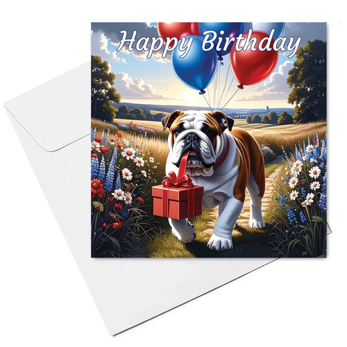 British bulldog birthday card - british,