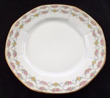 Antique JEAN POUYAT LIMOGES China Double Roses Swags POY407 7 3/8"d Launch Plate