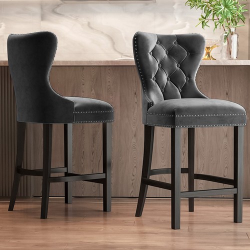 Grey velvet bar stools - grey,