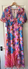 never fully dressed dress 12 pink bright patterned ruffle midi new