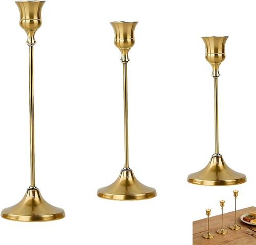 Brass candle stick holders - brass,