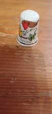 A China Thimble Showing A Robin & Blue Tit & Saying God Is Good By Birchcroft.