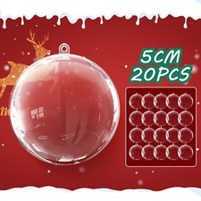 20-240×Clear Christmas Balls Plastic Baubles Sphere Fillable Xmas Tree Ornament