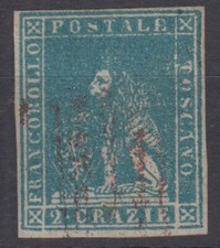 TOSCANA 1857 MARZOCCO 2 CRAZIE AZZURRO N.13 US. MARGINATO