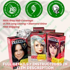 PRESTIGE Permanent Colour Cream Hair Dye Colourant 100% Grey Coverage Tint Argan