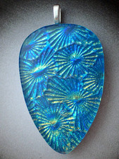 Dichroic Glass Pendant Northern Lights   Rainbow Glow Fused Glass Art