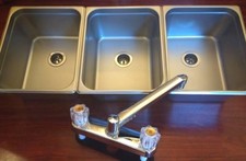LARGE 3 Compartment Sink Set For Portable Concession Sinks Food Trucks