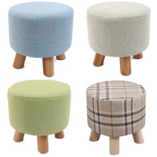 Small Wooden Footstool Footrest Pouffe Foot Stool Padded Ottoman Seat Bench A