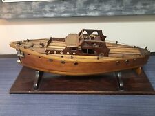 Vintage Antique Wooden Model Boat Hand Crafted Yacht 24” Long Project As Is