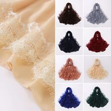 Women's Chiffon Scarf Lace Edge Headscarves Long Hijabs Muslim Shawls Head Wraps