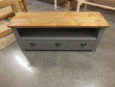 SHABBY PAINTED 3 DRAWER PLASMA TV UNIT ROUGH SAWN DISTRESSED F&B PLUMMET 