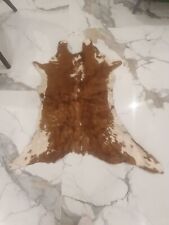Cowhide Rug Brown White 90cm x 90cm Cow Skin Leather Carpet