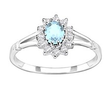 Sterling Silver Aquamarine CZ