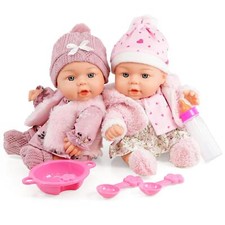 10" Twin Baby Girl Dolls Pink