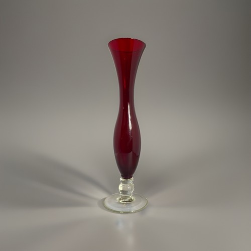 Vintage ruby red art glass - glass, bud