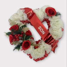 Christmas  Funeral Flowers heart Wreath Memorial Grave Tribute Dad  mum wife