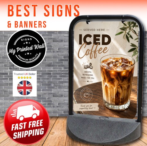 Iced coffee pavement sign - iced,