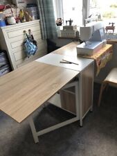 Dining Table Drop Leaf Folding Desk Space Saving Kitchen Storage Shelves Oak