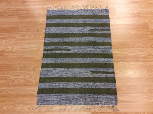 Striped blue green - green, handloomed