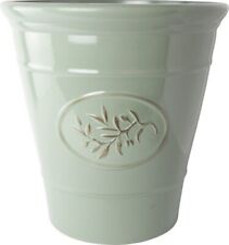 Large Olive Green Plastic Plant Pot 40cm Gloss Tall 34L Round Garden Planter