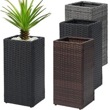 2 Pack Square Rattan Tall Large Plant Pot Flower Indoor Outdoor Garden Planters