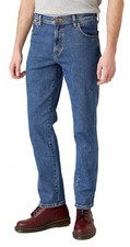 Wrangler TEXAS SLIM Jeans Regular Tapered Denim Pants Mens Stonewash