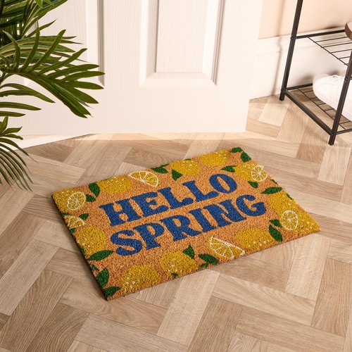 Ohs lemon print doormat hello - ohs,