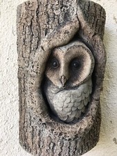 Owl - Wall Hanging - Hand Cast Stone Garden Ornament